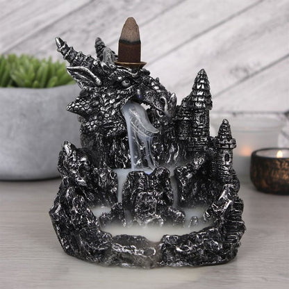 Silver Dragon Backflow Incense Burner With Light - ScentiMelti  Silver Dragon Backflow Incense Burner With Light