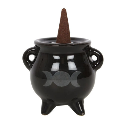 Triple Moon Cauldron Ceramic Incense Holder - ScentiMelti  Triple Moon Cauldron Ceramic Incense Holder