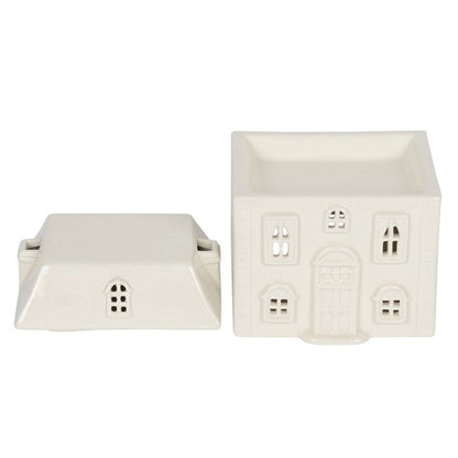 White Ceramic House Oil Burner - ScentiMelti  White Ceramic House Oil Burner