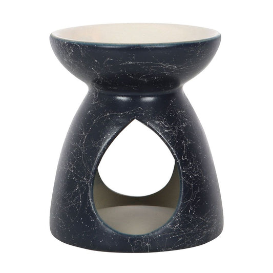 Navy Oil Burner With Grey Splash Pattern - ScentiMelti  Navy Oil Burner With Grey Splash Pattern