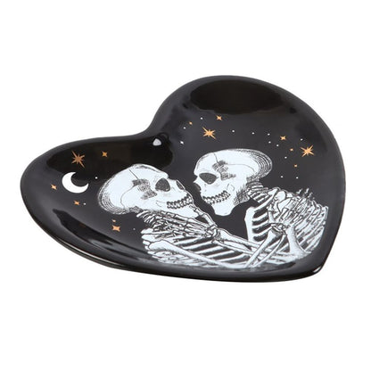 Skeleton Couple Heart Trinket Dish - ScentiMelti  Skeleton Couple Heart Trinket Dish