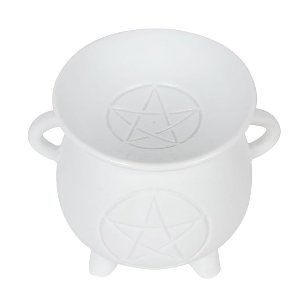 White Pentagram Cauldron Oil Burner - ScentiMelti  White Pentagram Cauldron Oil Burner