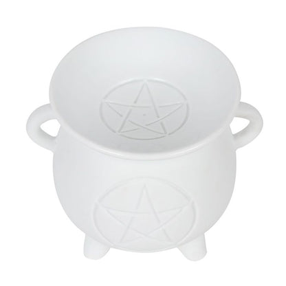 White Pentagram Cauldron Oil Burner - ScentiMelti  White Pentagram Cauldron Oil Burner