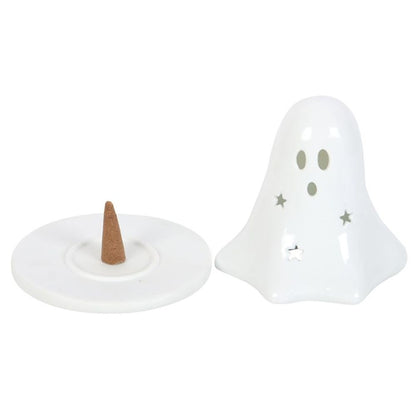 Ceramic Ghost Tealight and Incense Cone Holder - ScentiMelti  Ceramic Ghost Tealight and Incense Cone Holder