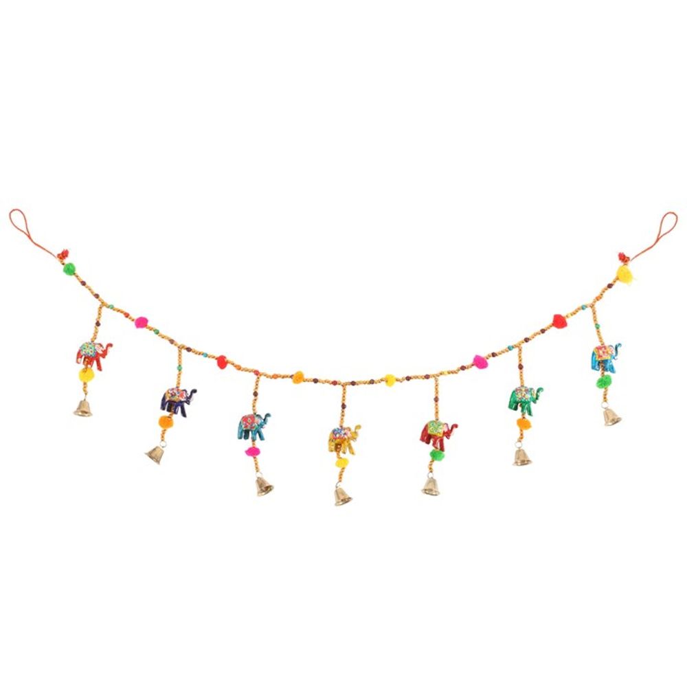 Hanging Elephant Garland with Beads and Bells - ScentiMelti  Hanging Elephant Garland with Beads and Bells