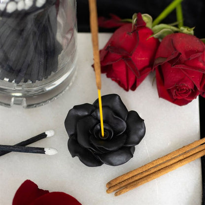 Black Rose Resin Incense Stick Holder - ScentiMelti  Black Rose Resin Incense Stick Holder