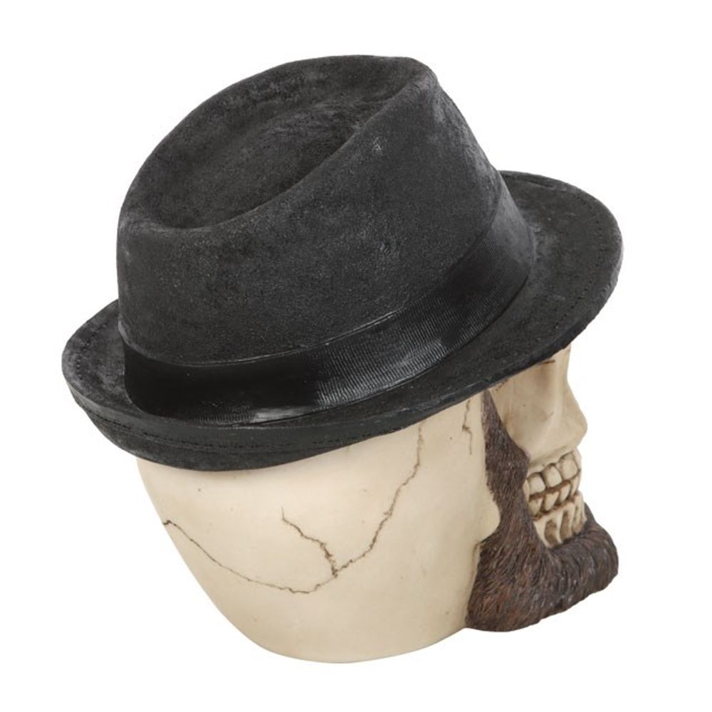 Skull Ornament with Trilby Hat - ScentiMelti  Skull Ornament with Trilby Hat