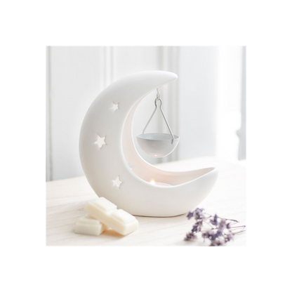 White Crescent Moon Hanging Oil Burner - ScentiMelti  White Crescent Moon Hanging Oil Burner