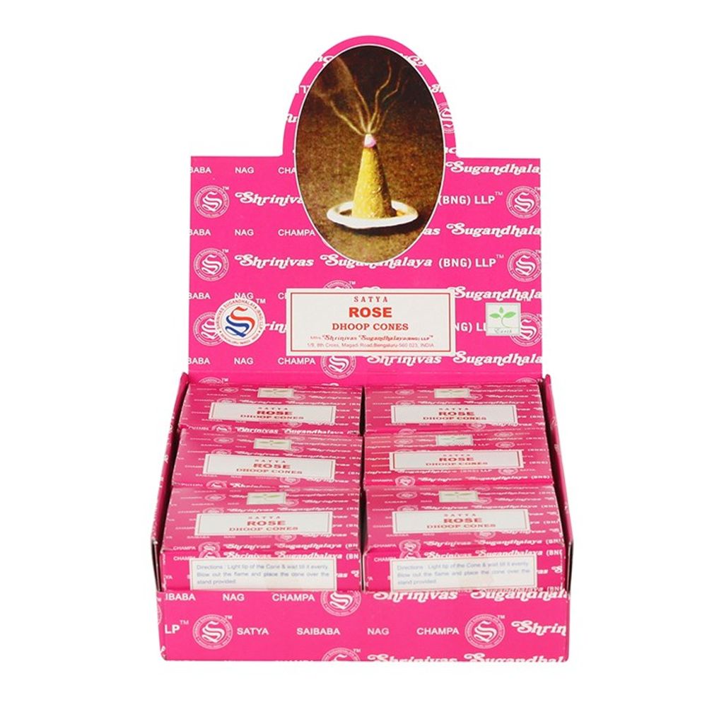 Set of 12 Packets of Rose Dhoop Cones by Satya - ScentiMelti  Set of 12 Packets of Rose Dhoop Cones by Satya