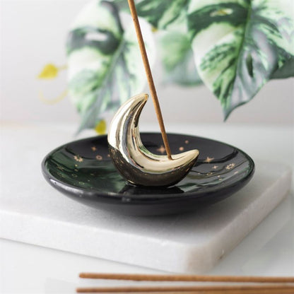 Gold Crescent Moon Incense Stick Holder - ScentiMelti  Gold Crescent Moon Incense Stick Holder