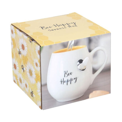 3D Bee Happy Rounded Mug - ScentiMelti  3D Bee Happy Rounded Mug