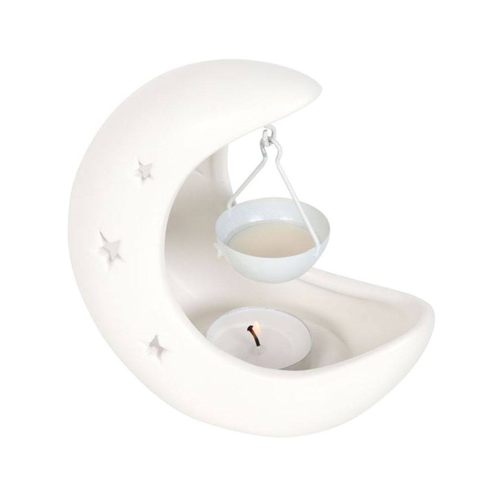 White Crescent Moon Hanging Oil Burner - ScentiMelti  White Crescent Moon Hanging Oil Burner