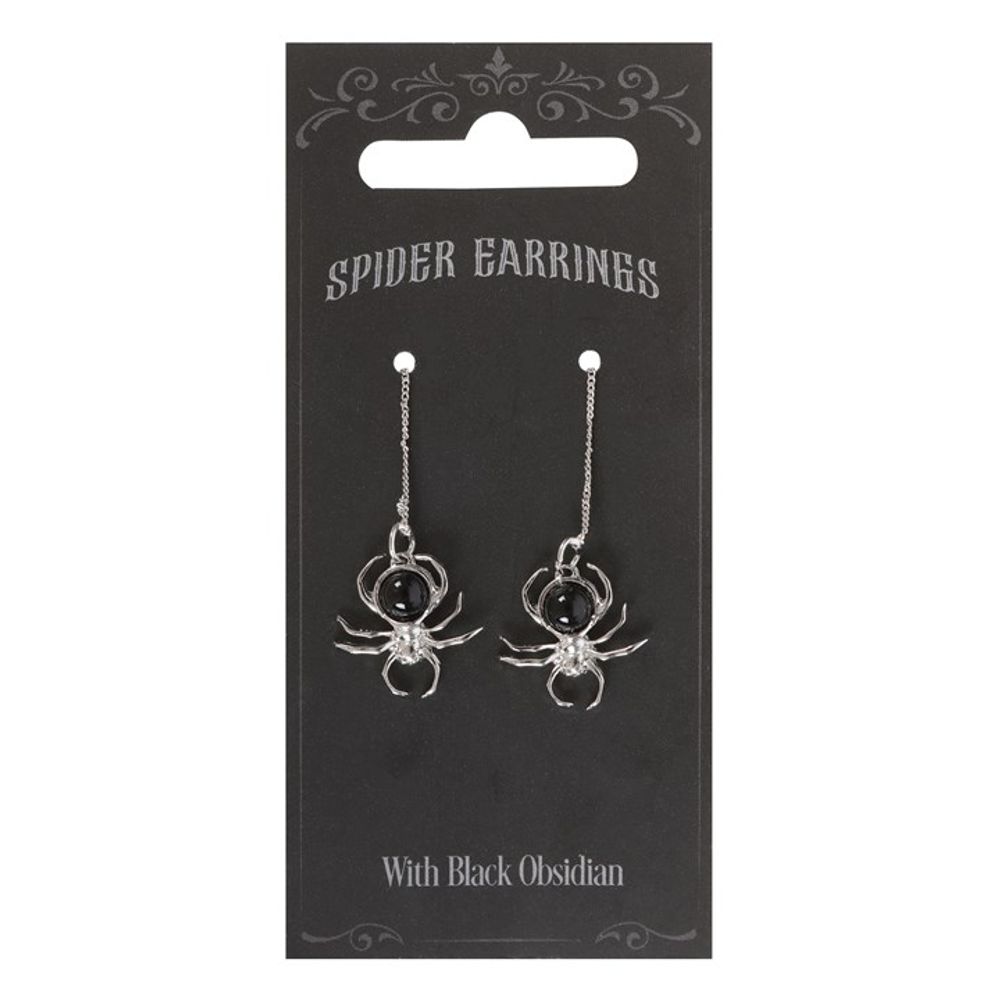 Black Obsidian Spider Threader Earrings - ScentiMelti  Black Obsidian Spider Threader Earrings