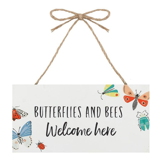 Bees and Butterflies Welcome Here Hanging Garden Sign - ScentiMelti  Bees and Butterflies Welcome Here Hanging Garden Sign