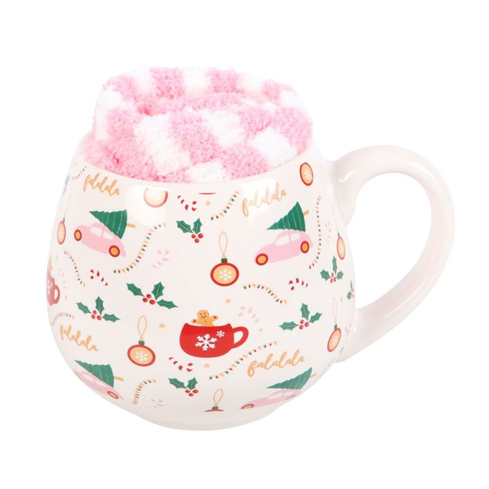 Sugarplum Fun Christmas Print Mug and Socks Set - ScentiMelti Home Fragrance, Beauty & Gifts UK