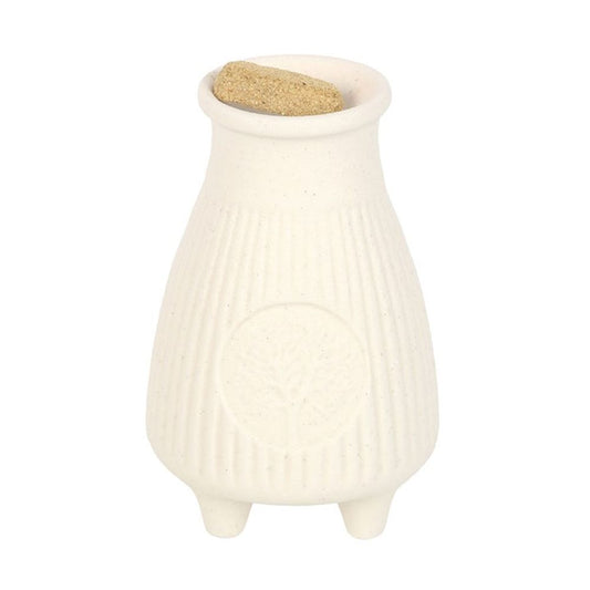 Cream Ribbed Palo Santo Brick Burner - ScentiMelti Home Fragrance, Beauty & Gifts UK