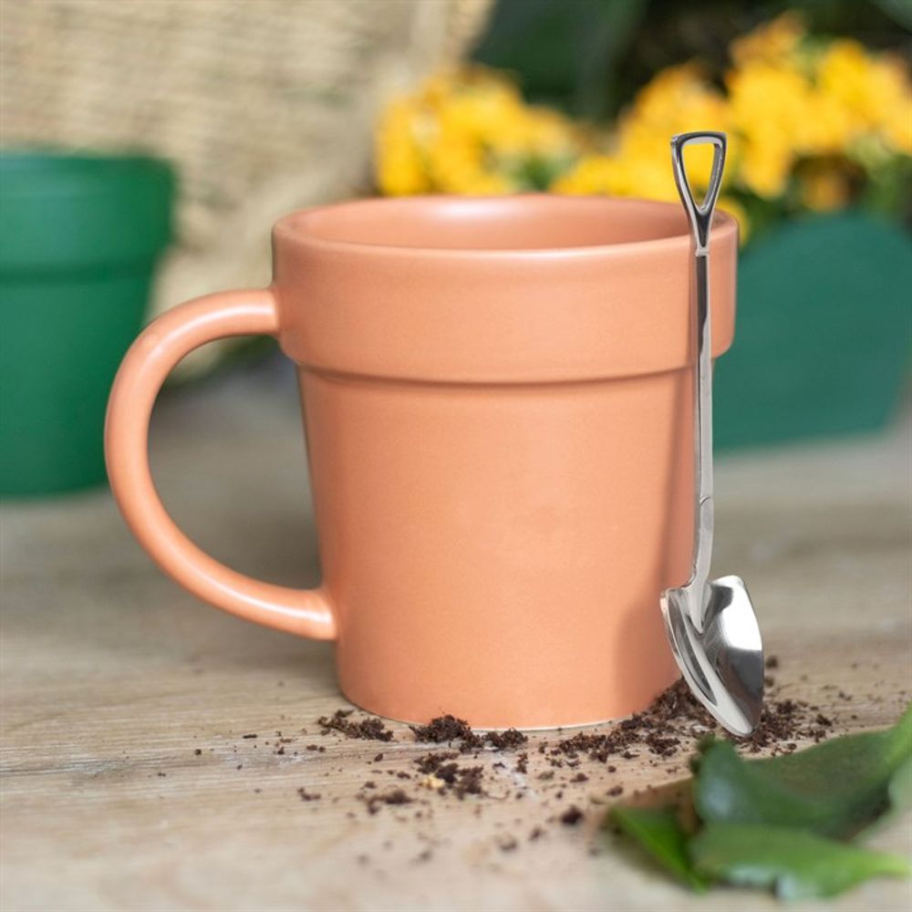 Plain Plant Pot Ceramic Mug and Shovel Spoon - ScentiMelti Home Fragrance, Beauty & Gifts UK