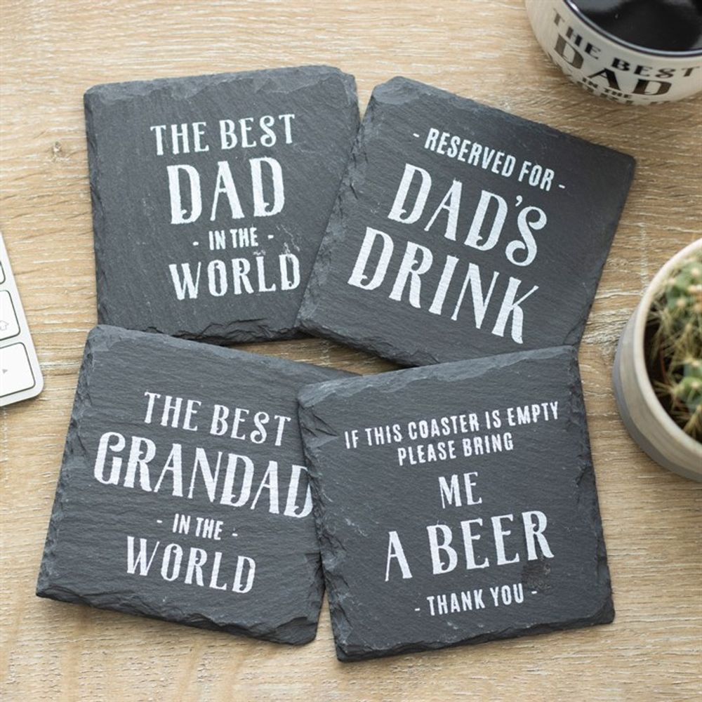 Set of 24 Slate Coasters for Him in Display - ScentiMelti Home Fragrance, Beauty & Gifts UK