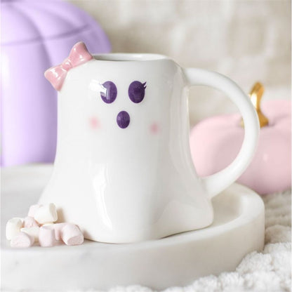 Miss Boo Ghost Shaped Mug with Bow - ScentiMelti  Miss Boo Ghost Shaped Mug with Bow