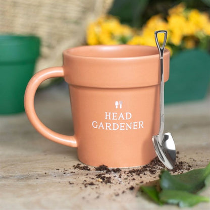 Head Gardener Ceramic Plant Pot Mug and Spoon - ScentiMelti  Head Gardener Ceramic Plant Pot Mug and Spoon