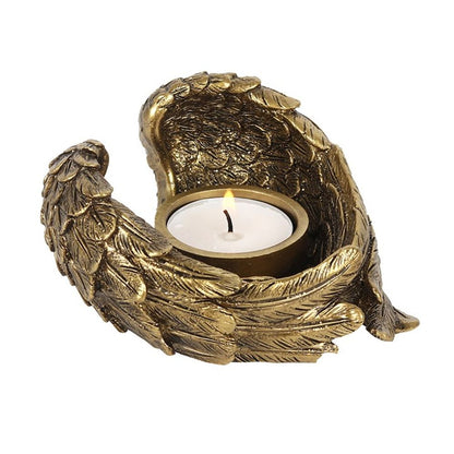 Antique Gold Angel Wing Tealight Candle Holder - ScentiMelti  Antique Gold Angel Wing Tealight Candle Holder