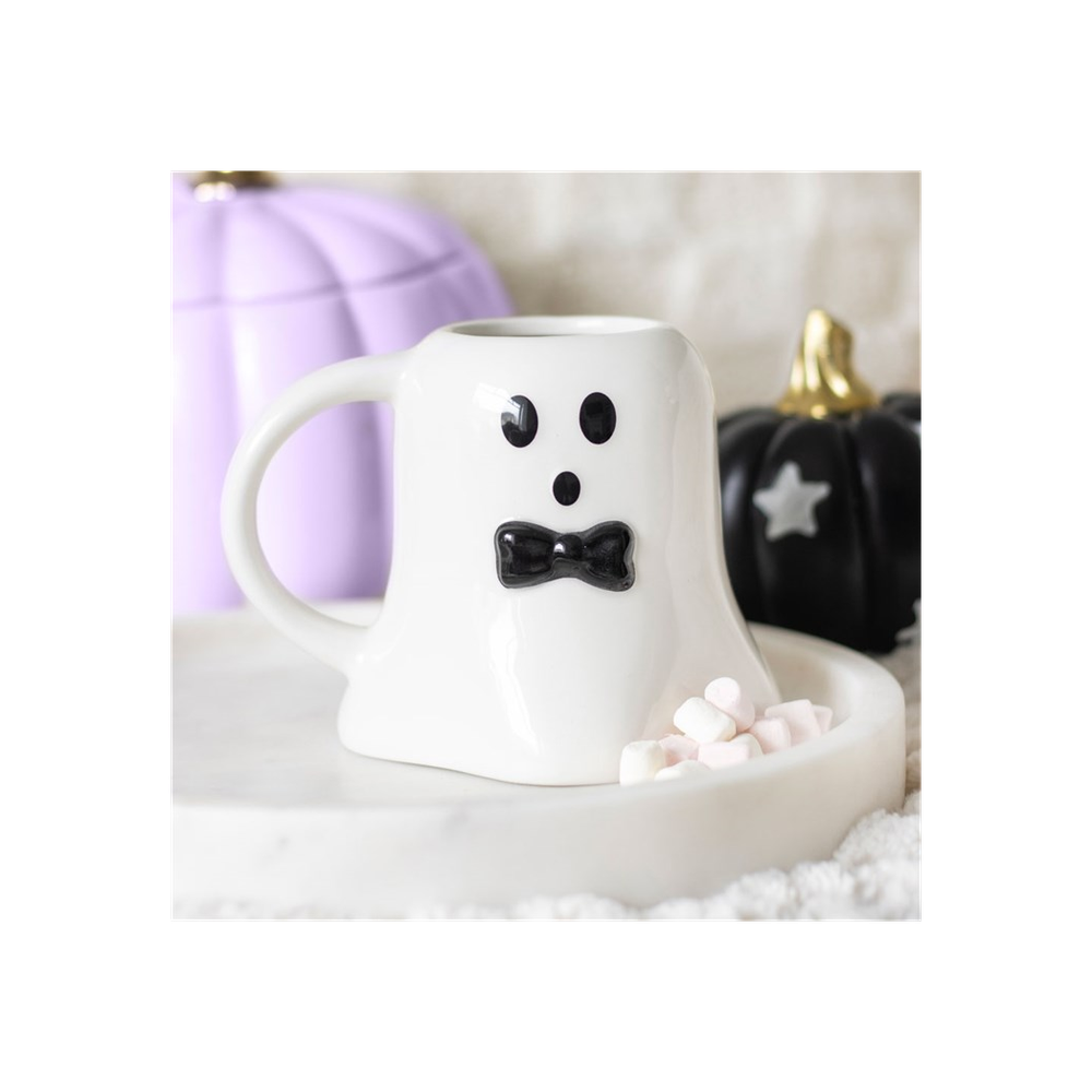 Mr Boo Ghost Shaped Mug with Bow Tie - ScentiMelti  Mr Boo Ghost Shaped Mug with Bow Tie