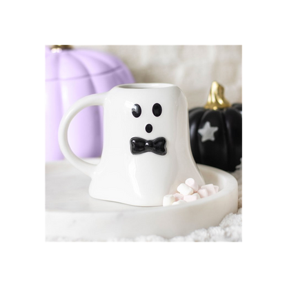 Mr Boo Ghost Shaped Mug with Bow Tie - ScentiMelti  Mr Boo Ghost Shaped Mug with Bow Tie