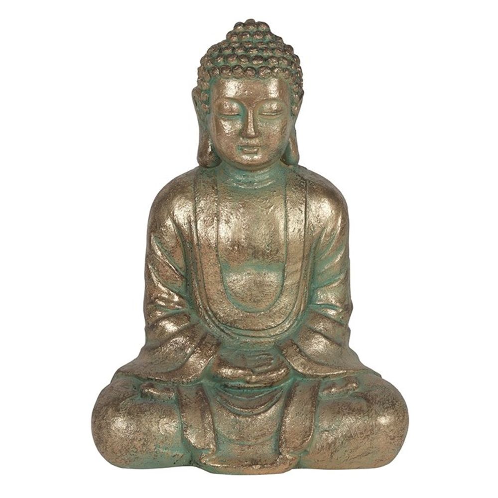 Verdigris Effect 58cm Hands In Lap Sitting Garden Buddha - ScentiMelti  Verdigris Effect 58cm Hands In Lap Sitting Garden Buddha