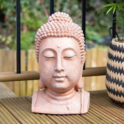 41cm Terracotta Effect Buddha Head Ornament - ScentiMelti  41cm Terracotta Effect Buddha Head Ornament