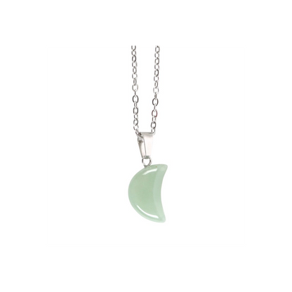 Green Aventurine Crystal Moon Necklace on Greeting Card - ScentiMelti Home Fragrance, Beauty & Gifts UK