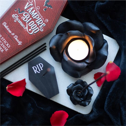 Black Rose Resin Tealight Candle Holder - ScentiMelti  Black Rose Resin Tealight Candle Holder