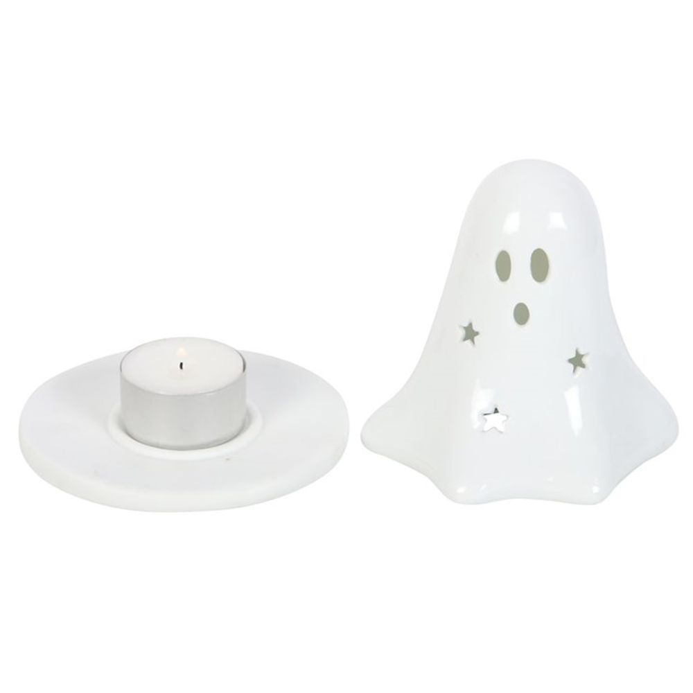 Ceramic Ghost Tealight and Incense Cone Holder