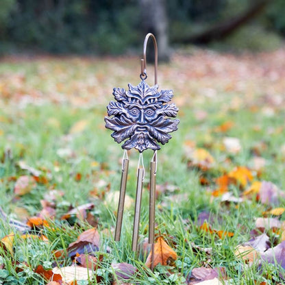 Bronze Effect Green Man Windchime Stake - ScentiMelti  Bronze Effect Green Man Windchime Stake