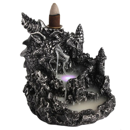 Silver Dragon Backflow Incense Burner With Light - ScentiMelti  Silver Dragon Backflow Incense Burner With Light