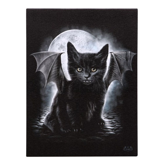 19x25cm Bat Cat Canvas Plaque by Spiral Direct - ScentiMelti  19x25cm Bat Cat Canvas Plaque by Spiral Direct