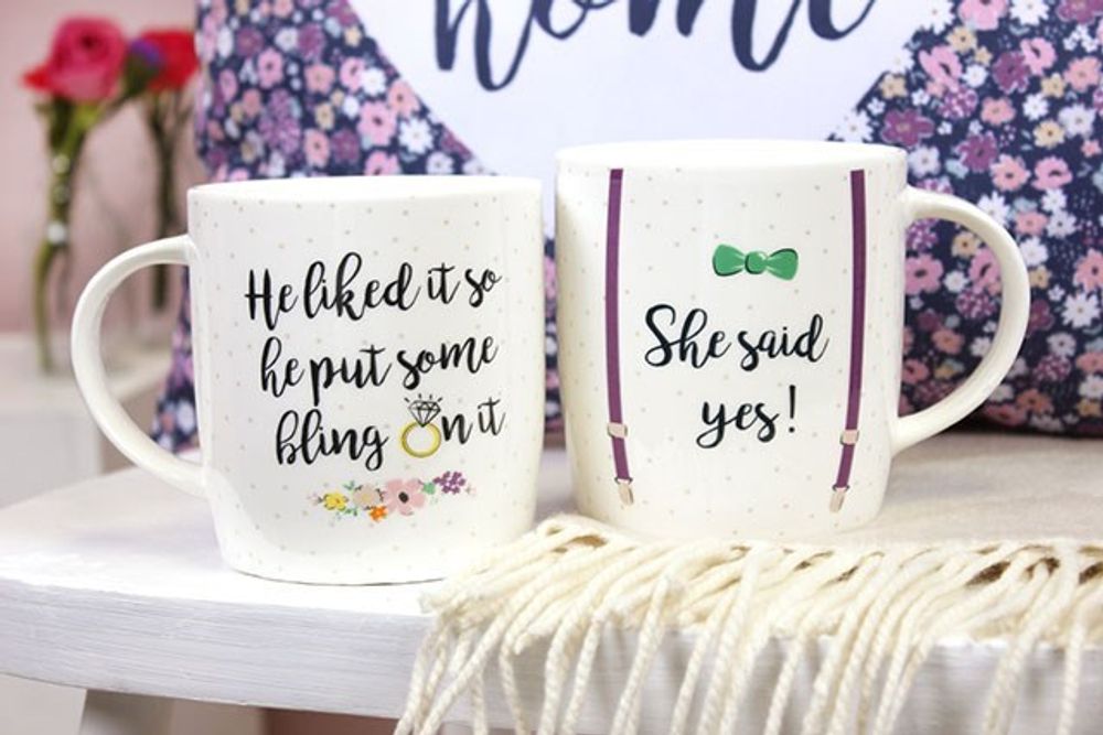 Set of 2 She Said Yes Mugs - ScentiMelti  Set of 2 She Said Yes Mugs