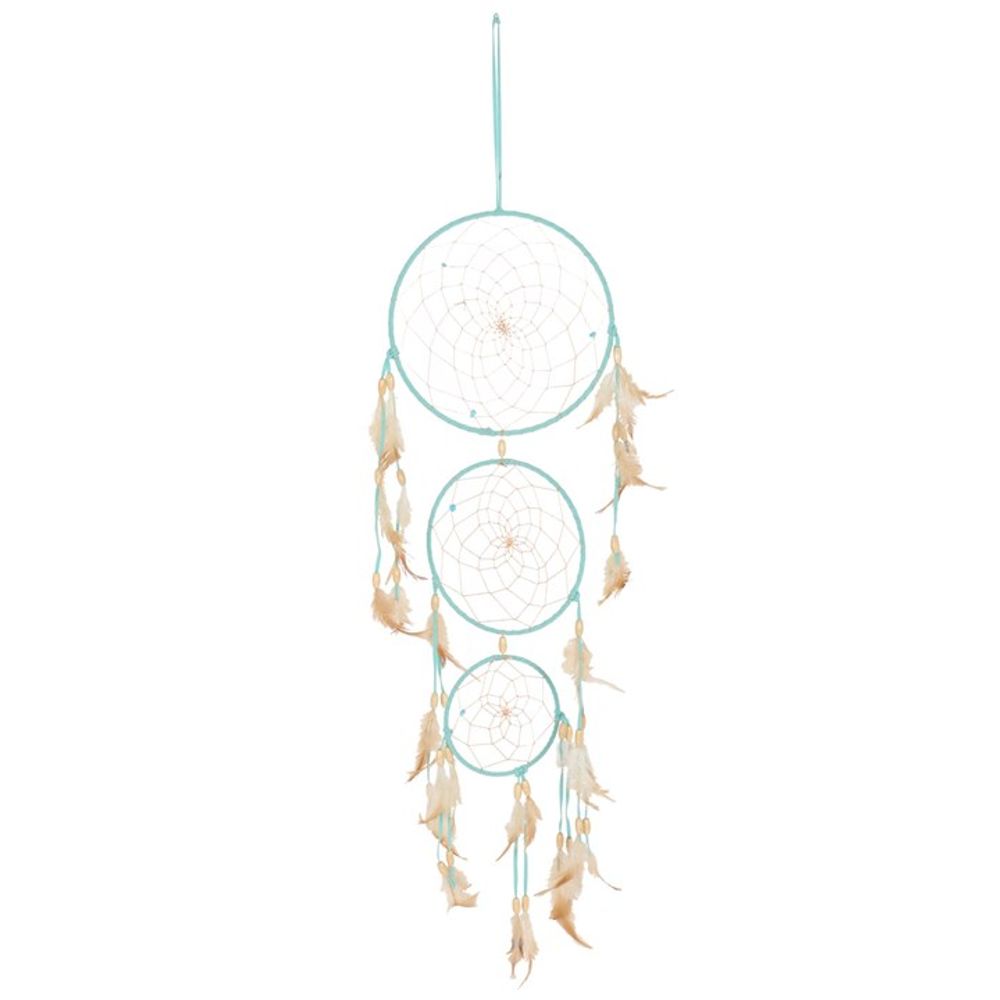 Light Blue Triple Dreamcatcher with Feathers - ScentiMelti  Light Blue Triple Dreamcatcher with Feathers