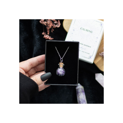 Calming Amethyst Crystal Chip Potion Bottle Necklace - ScentiMelti Home Fragrance, Beauty & Gifts UK