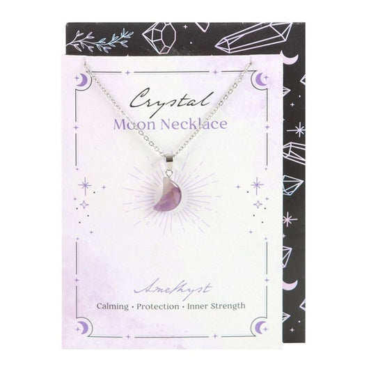 Amethyst Crystal Moon Necklace on Greeting Card - ScentiMelti Home Fragrance, Beauty & Gifts UK