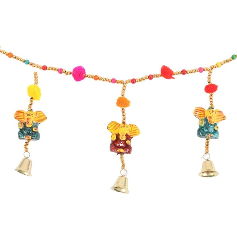 Hanging Ganesh Garland with Beads and Bells - ScentiMelti  Hanging Ganesh Garland with Beads and Bells