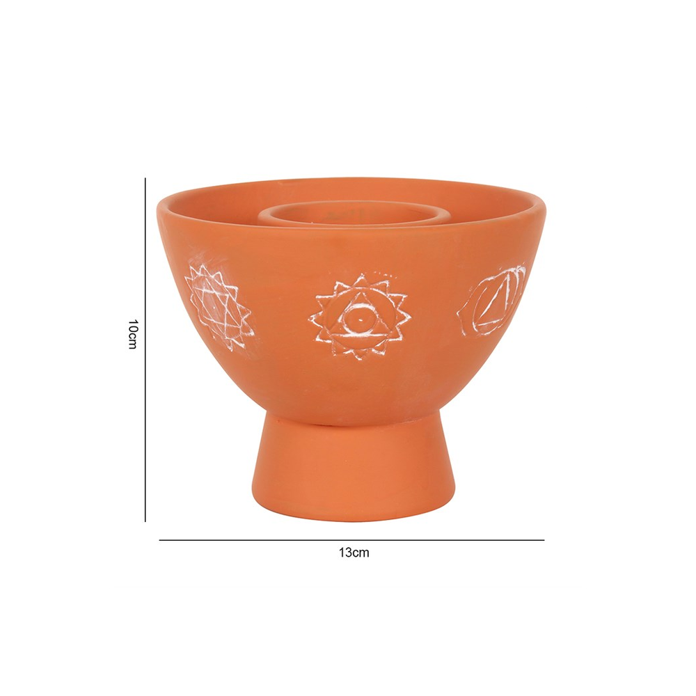 Chakras Terracotta Smudge Bowl - ScentiMelti  Chakras Terracotta Smudge Bowl