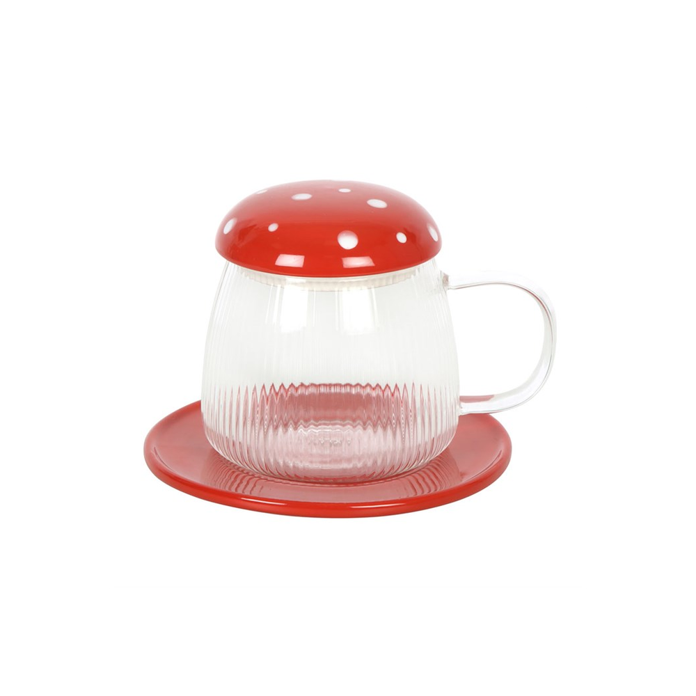 Glass Mushroom Mug and Saucer - ScentiMelti  Glass Mushroom Mug and Saucer