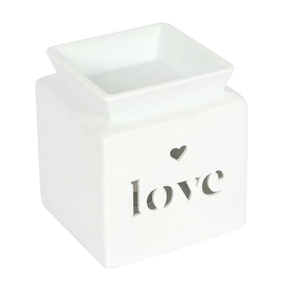 White Love Cut Out Oil Burner - ScentiMelti  White Love Cut Out Oil Burner