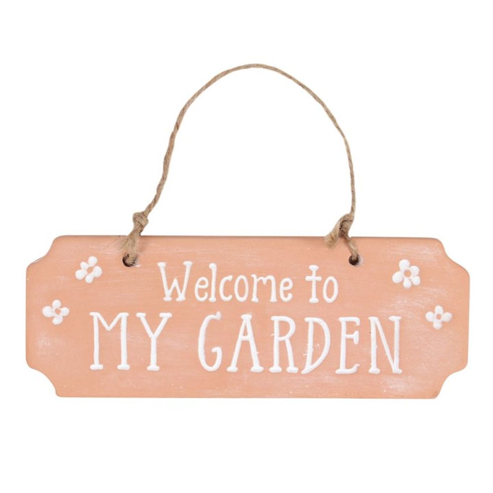 Welcome To My Garden Terracotta Hanging Sign - ScentiMelti  Welcome To My Garden Terracotta Hanging Sign