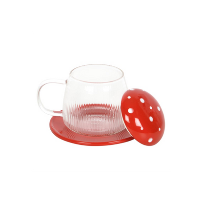 Glass Mushroom Mug and Saucer - ScentiMelti  Glass Mushroom Mug and Saucer