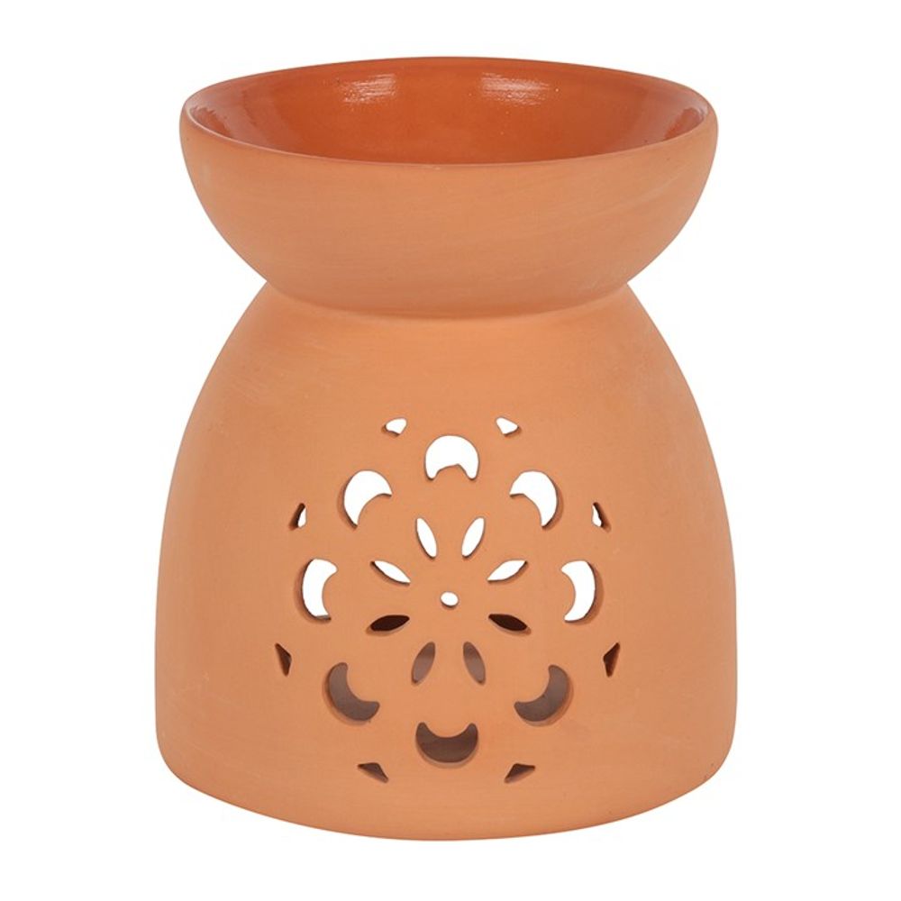 Floral Cutout Terracotta Effect Oil Burner - ScentiMelti  Floral Cutout Terracotta Effect Oil Burner