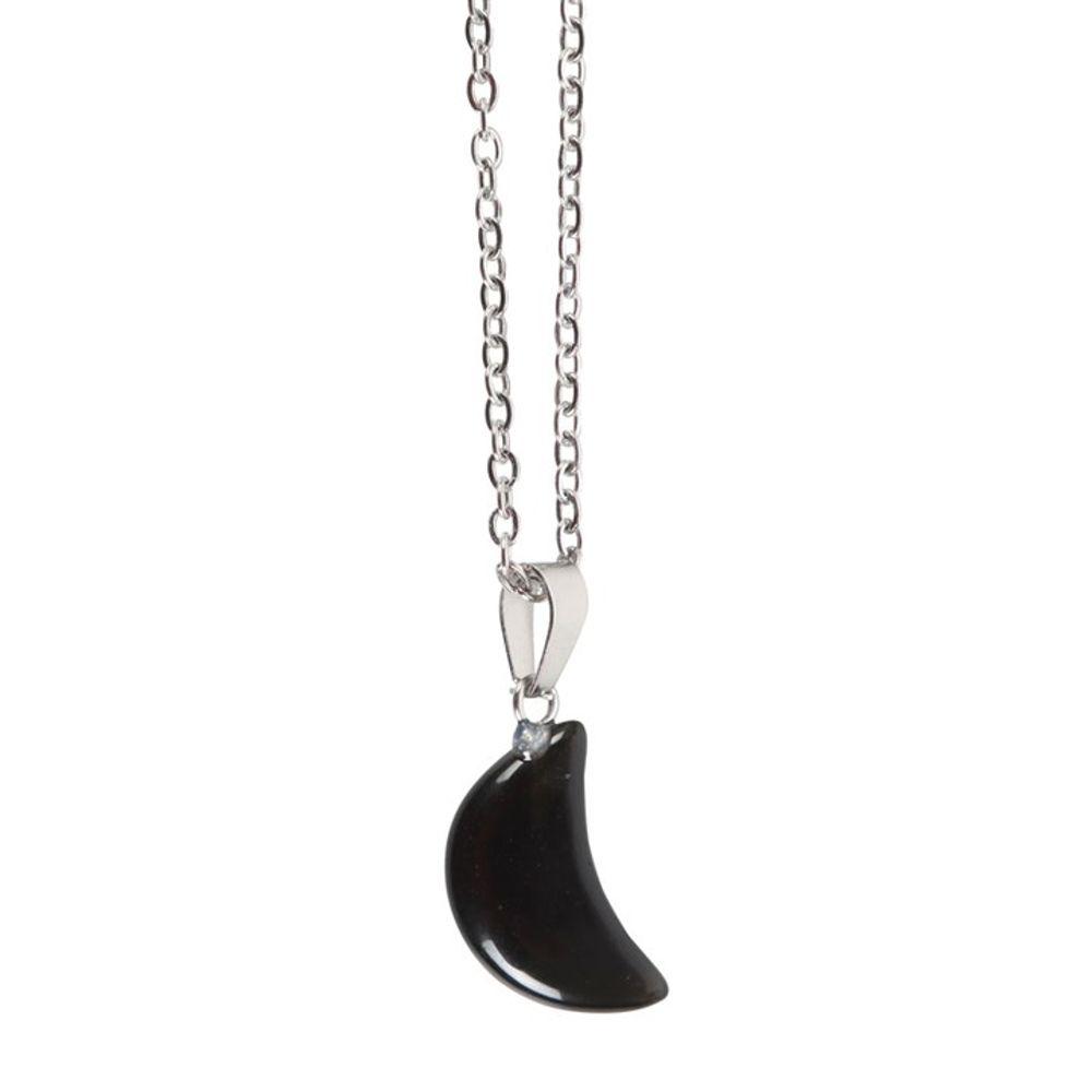 Black Obsidian Crystal Moon Necklace on Greeting Card - ScentiMelti Home Fragrance, Beauty & Gifts UK