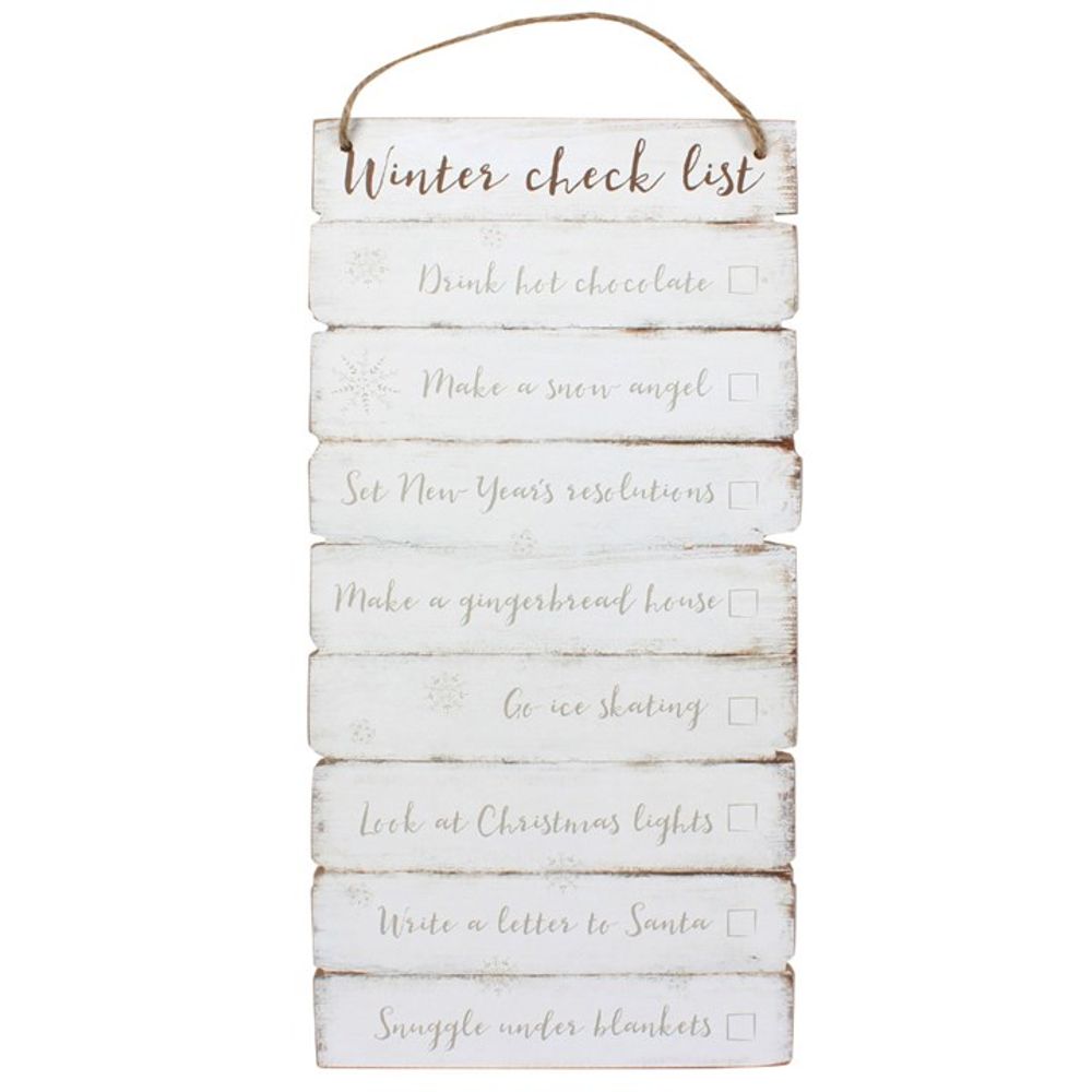 Winter checklist Wooden Wall Sign - ScentiMelti  Winter checklist Wooden Wall Sign