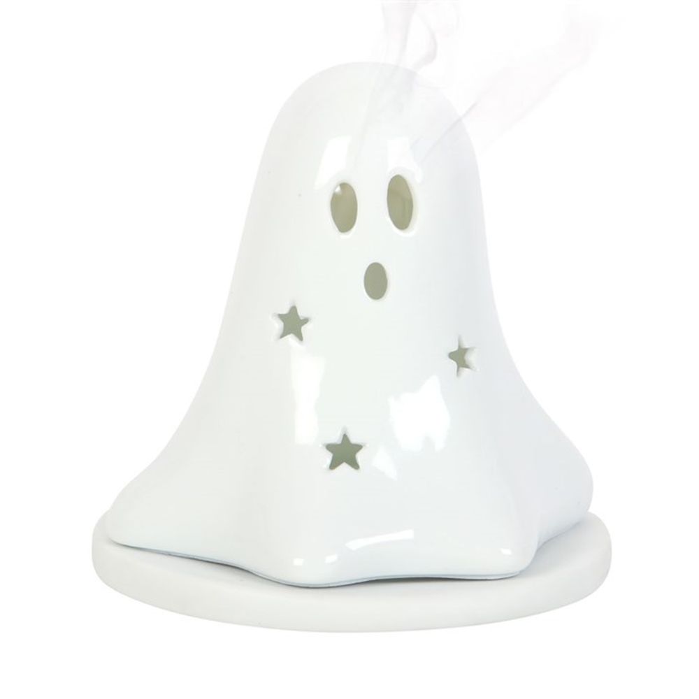 Ceramic Ghost Tealight and Incense Cone Holder