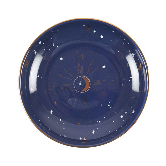 10.5cm Ceramic Blue Crescent Moon Trinket Dish - ScentiMelti Home Fragrance, Beauty & Gifts UK